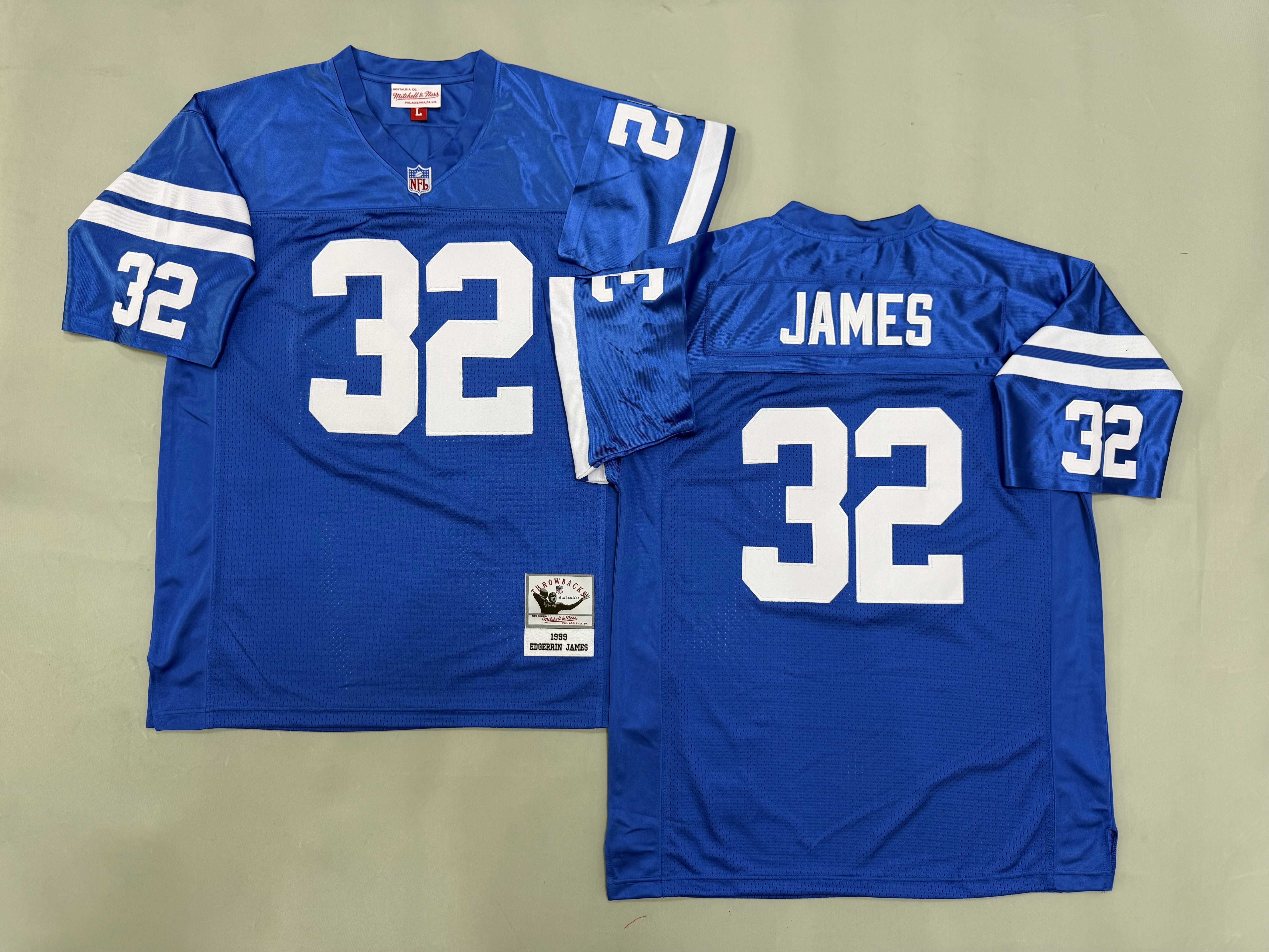 Men 2026 New York Giants #32 James Blue Throwback Game NFL Jersey 001